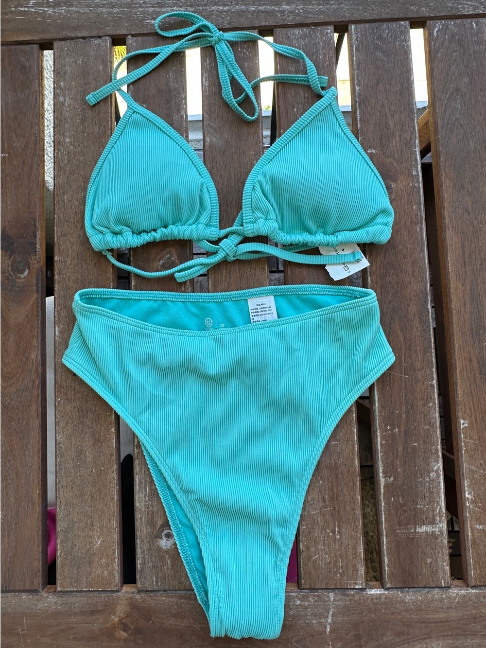NWT Hollister Ribbed Bikini Set - Turquoise - XS/XS